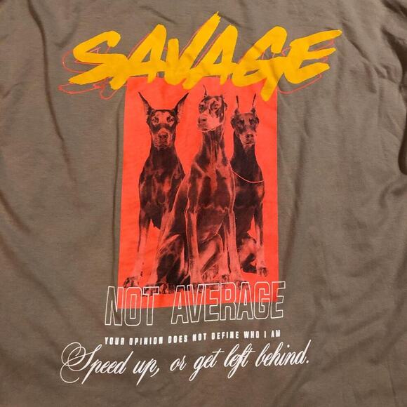 Distressed ‘Savage Not Average’ Tee with Long Sleeve Print - Picture 8 of 8